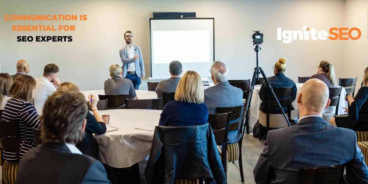 SEO Expert Adam Collins speaks at a seminar