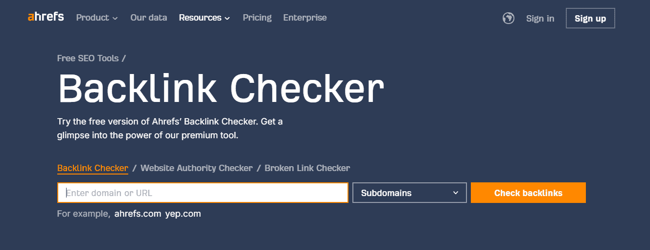 Ahrefs Backlink Checker